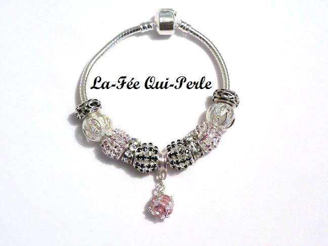 Bracelet strass rose et noir