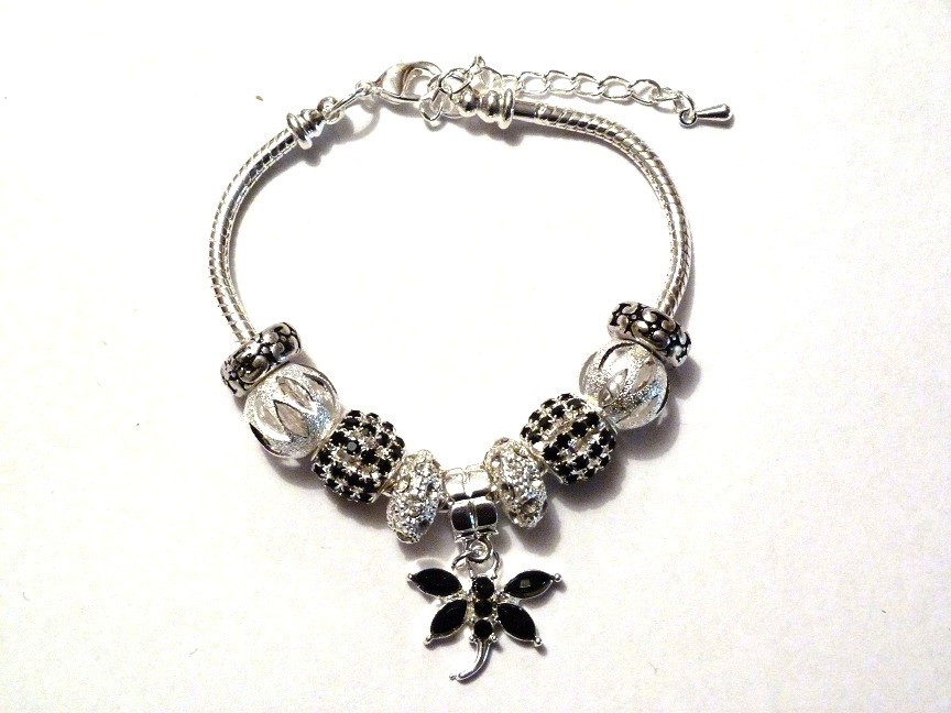 Bracelet fantaisie libellule noire