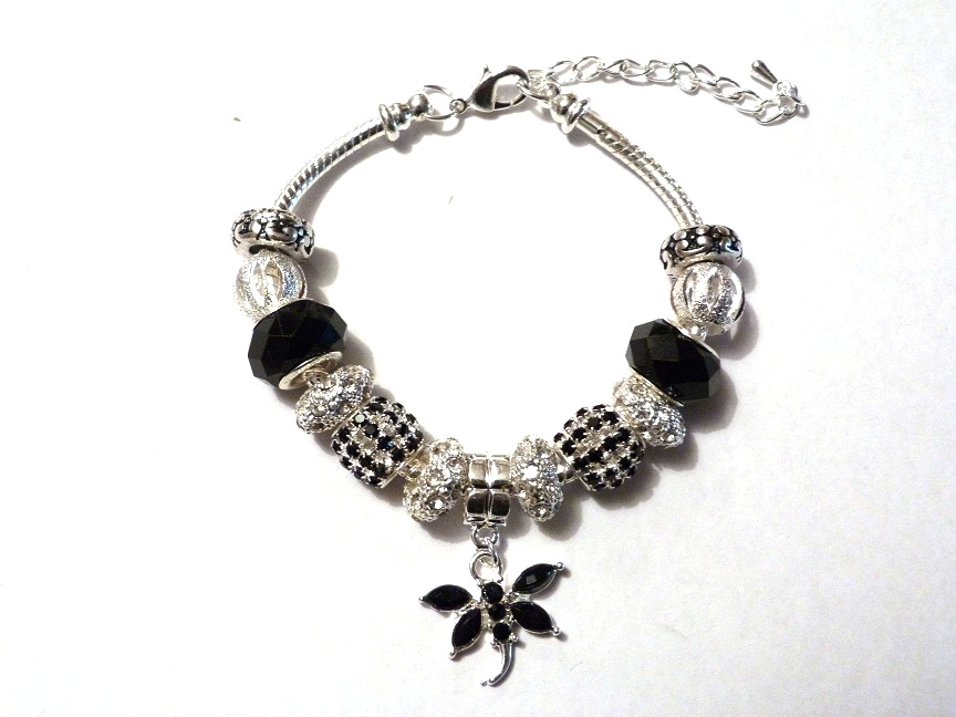 Bracelet fantaisie libellule noire