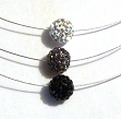 Collier 3 cables / 3 perles strass