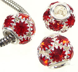 Perle fantaisie / strass boule siam rouge clair