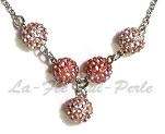 Parure perles strass rose