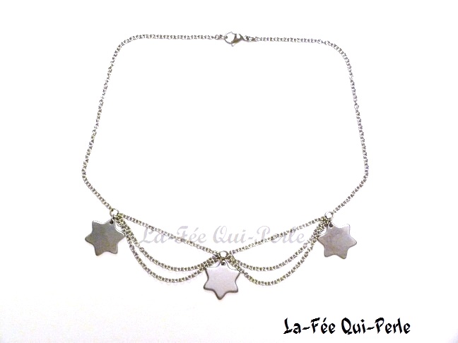 Collier 3 étoiles en acier