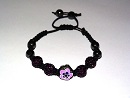 Bracelet macramé violet foncé & fleur