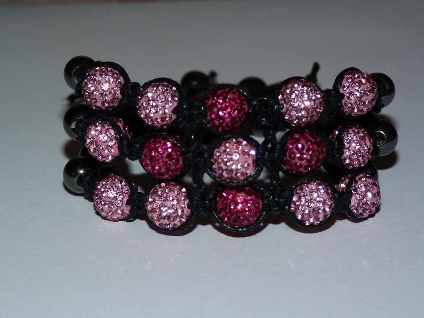 Bracelet macramé triple rose