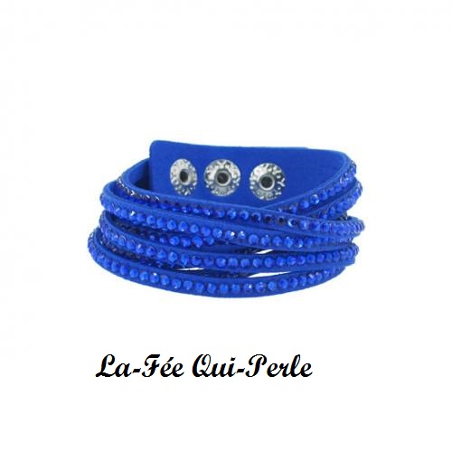 Bracelet daim imitation et strass