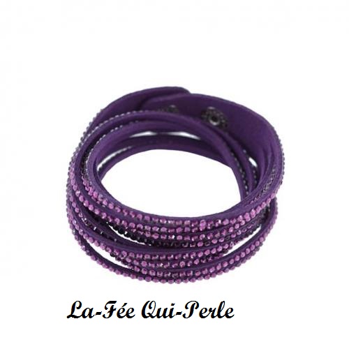 Bracelet daim imitation et strass